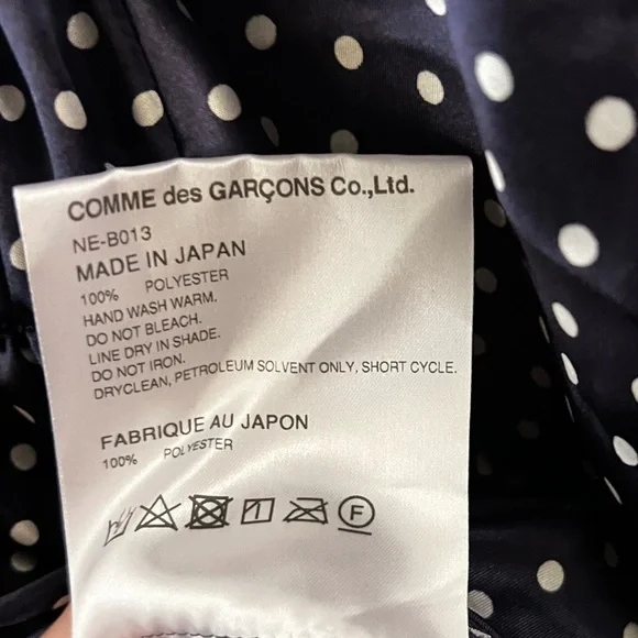 Comme des Garçons Girl Women’s  Navy and White Polka Dot Blouse Size Medium - Picture 4 of 5